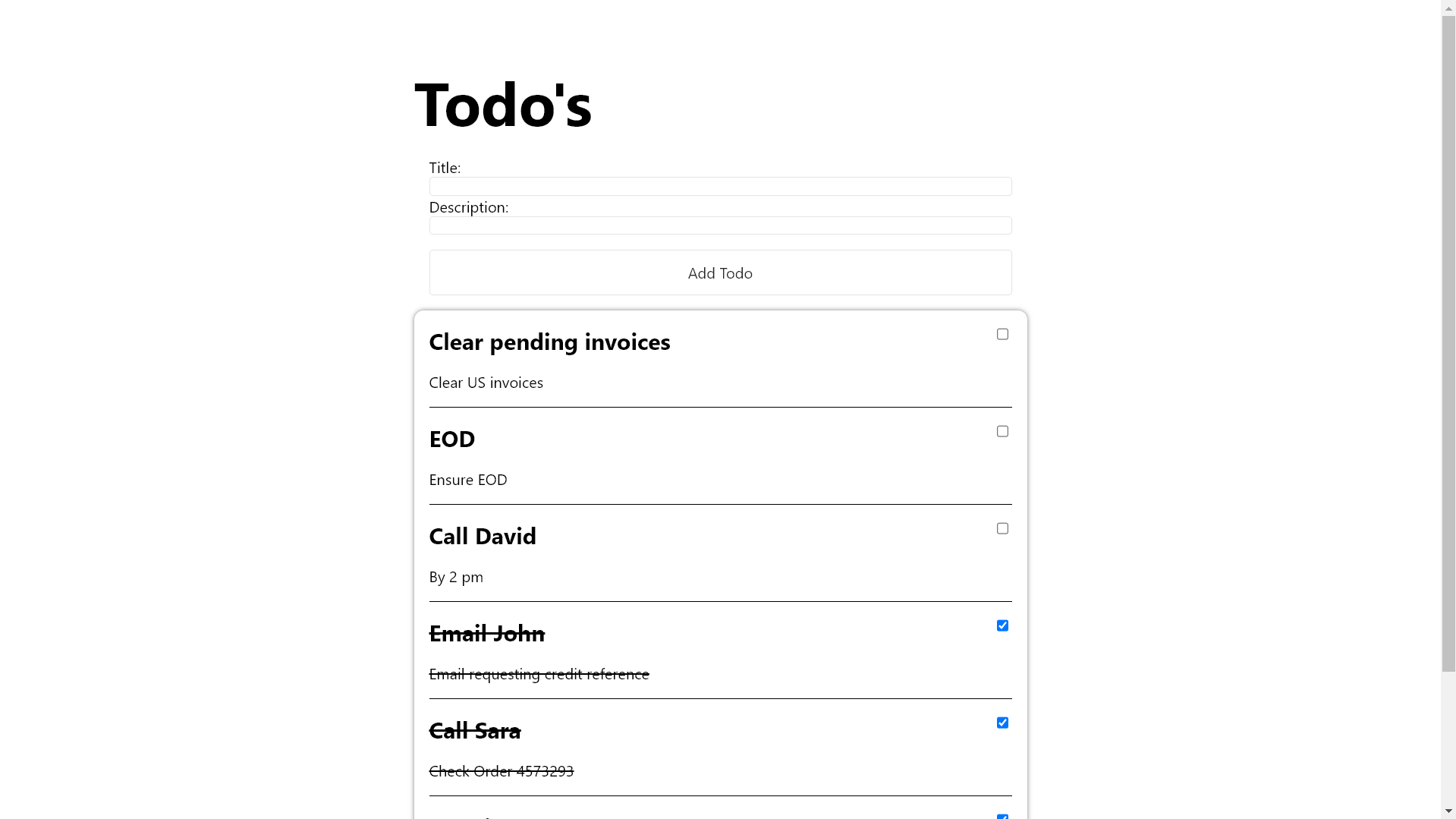 React to do list app